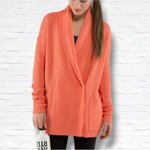 Lululemon Post Practice Cardi Knit Cardigan Sweater in Plum Peach Size 10